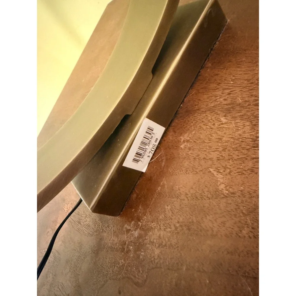 Arteriors Luna‎ Modern Geometric Accent Lamp Brushed Brass Circular White Shade